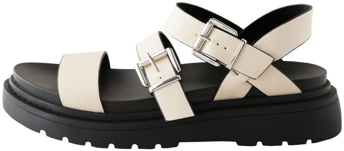 Next - Dames - Sandalen met dikke zool en gesp - Crème