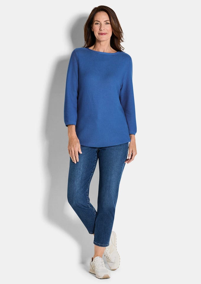 Tricot pullover van puur katoen - koningsblauw - Gr. 48 van Goldner Fashion