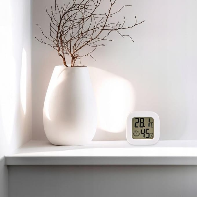 Azaris - Mini Weerstation Binnen - Thermometer en Hygrometer - Compact - Drie Bevestigingsopties - Batterij CR2032