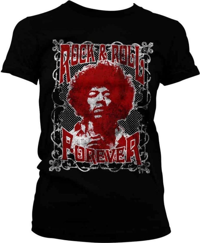 Jimi Hendrix Dames Tshirt -2XL- Rock 'n Roll Forever Zwart