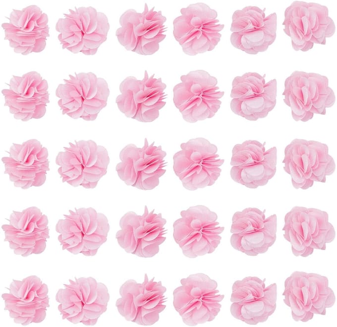 Dailygoods - Set van 40 Roze Chiffon Bloemen voor DIY Projecten