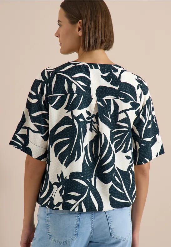 Blouse met korte mouwen en gespleten hals