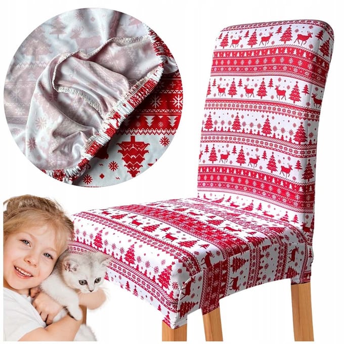 Kerst Stoelhoes Rood met Rendierpatroon - Stijlvolle Bescherming