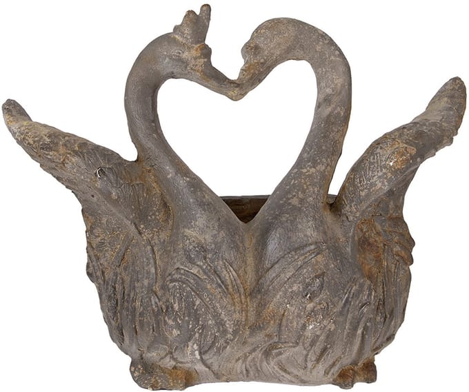 Clayre & Eef Bloempot Zwaan 49x27x37 cm Grijs Keramisch materiaal