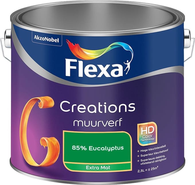 Flexa - Creations Muurverf Extra Mat - 85% Eucalyptus - Mengverf - 2,5 L