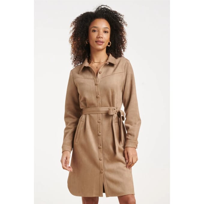 Smashed Lemon Faux suède jurk met tailleceintuur |