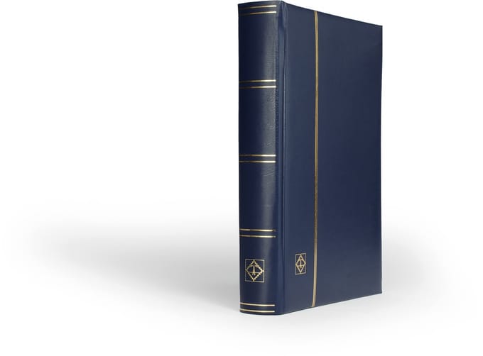 COMFORT - Postzegelalbum - Stockmap, DIN A4, 64 zwarte pagina's, gewatteerde omslag, blauw