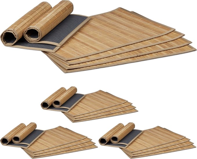 placemat set van 24 - afwasbaar - bamboe onderleggers - tafelonderleggers - stof