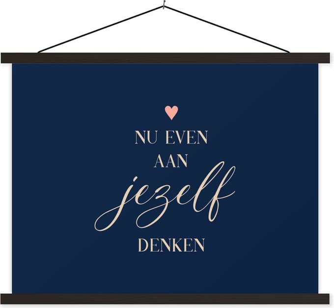 Posterhanger incl. Poster 150x113 cm - Schoolplaat - Beterschap - Quotes - Hart - Denken - Textielposter - Blanke latten