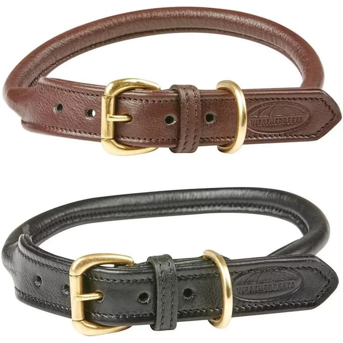 Opgerolde leren hondenhalsband Weatherbeeta