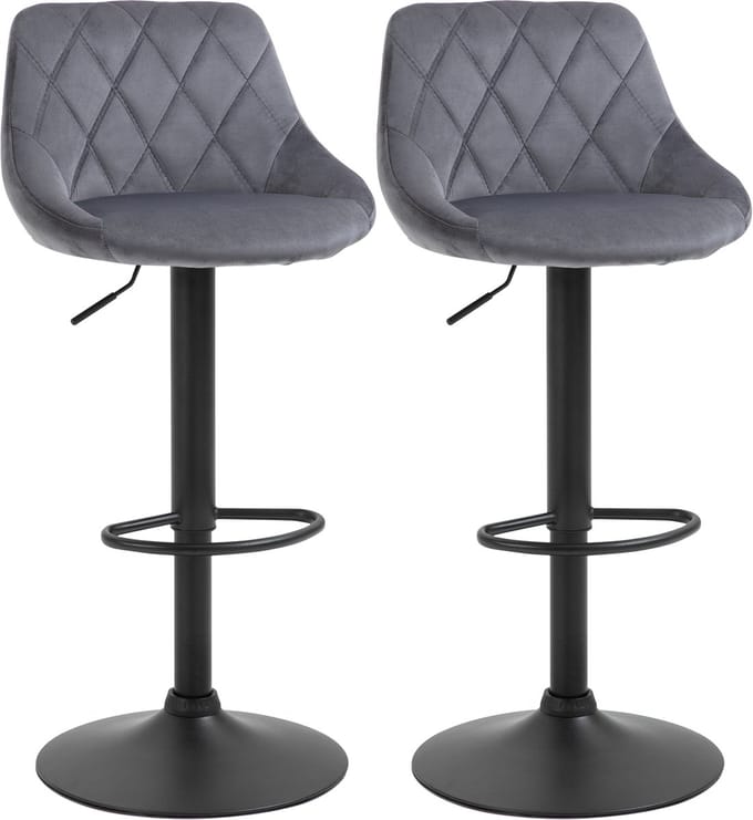HOMCOM Barkruk Polyester, Staal 48L x 46B x 83-104H cm Donkergrijs