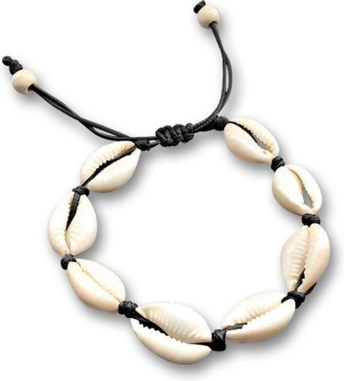 Amanto Armband Filein Black - Schelpjes - Gevlochten koord - 18-21cm