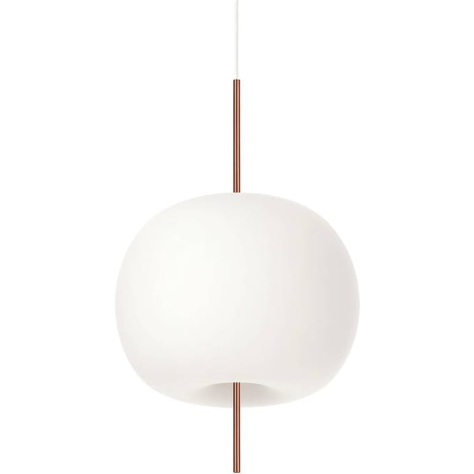 kdln hanglamp Kushi, koperkleurig/wit, Ø 33 cm, glas
