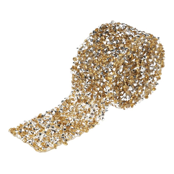 Rouleau de ruban en maille diamantée avec strass scintillants pour décoration de mariage (Crystal Yellow) brown