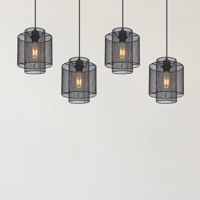 Globo - hanglamp - Augustin - zwart - metaal - grote eettafellamp - E27 - 15664-4H