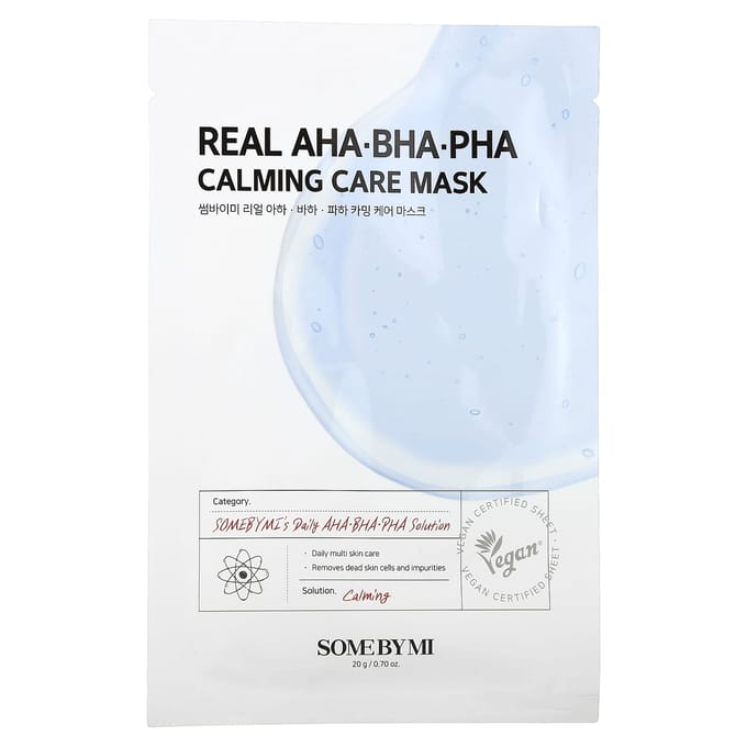 Echt AHA BHA PHA Kalmerend Verzorgend Schoonheidsmasker, 1 Vel, 20G(0.7Oz) white