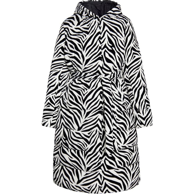 Faina Lange gewatteerde jas Dames Witte zebra