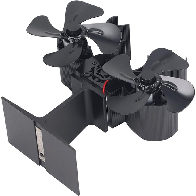 Houtkachelventilator Warmteaangedreven 8 Bladen Kachelventilator Zelfstartend Houtkachel Open Haardventilator black