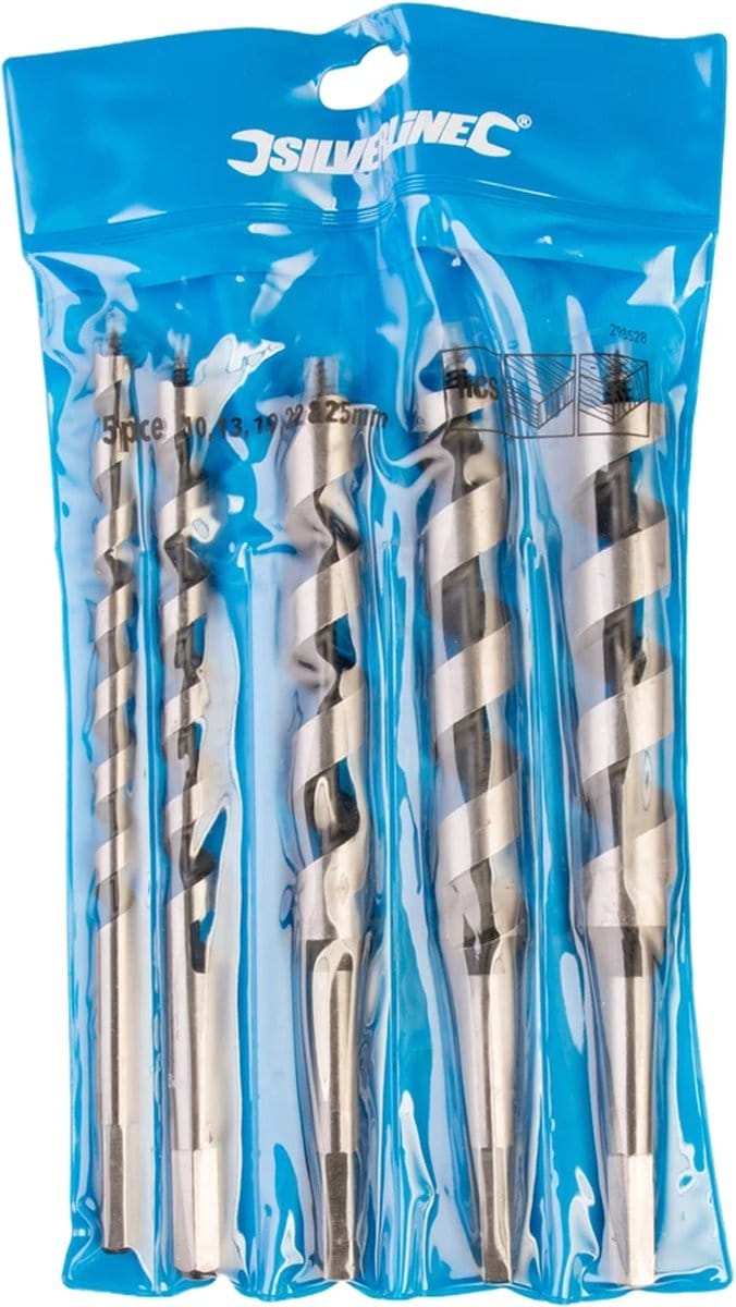 Silverline Slangenboor set - gehard carbon staal - 10-25 mm - 5-delig