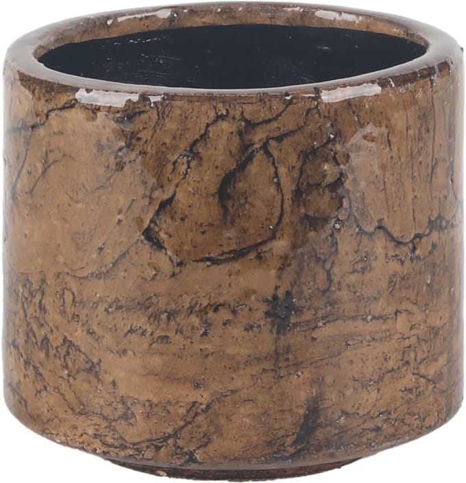 D&M Deco Bloempot Bruin-Zwart D 17 cm H 15.5 cm Opening 15.5 cm