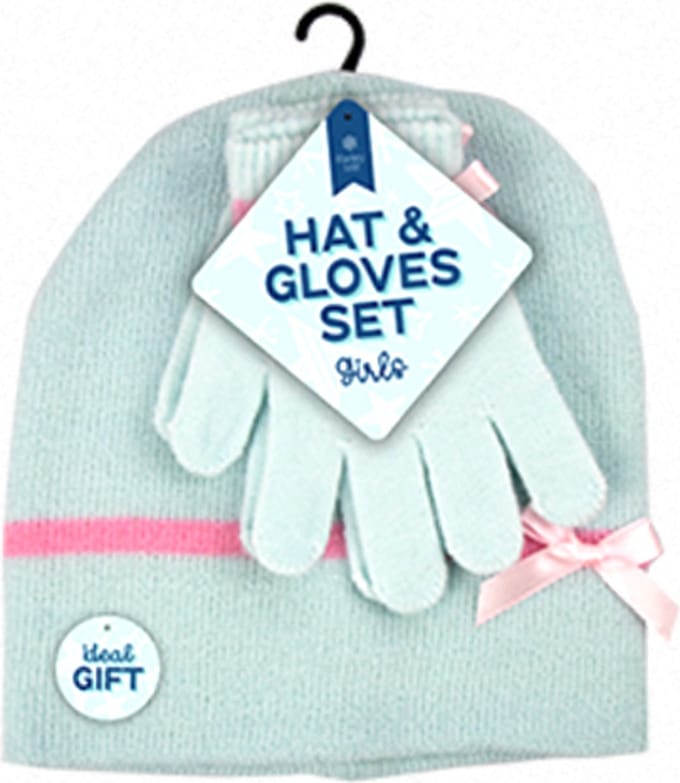 Kinder Muts en Handschoenen Set Meisjes – Gebreide Winterset – Roze/Groen – 42-50 cm