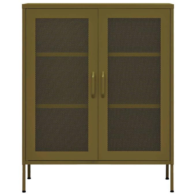 vidaXL - Opbergkast - 80x35x101,5 - cm - staal - olijfgroen