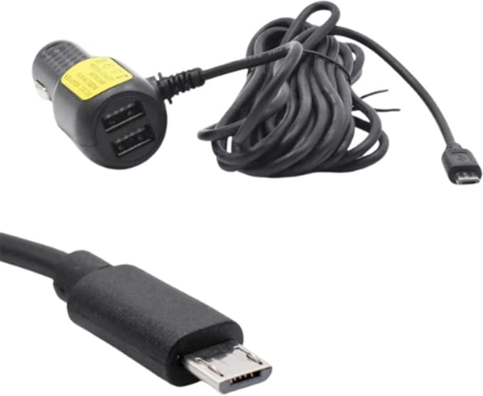DrPhone 5V 3.4A Micro USB Dashcam DC Autolader - 8-36V Sigarettenplug ingang - Voeding voor o.a Dashcams, GPS-camera, DVR- 3.5M - Zwart
