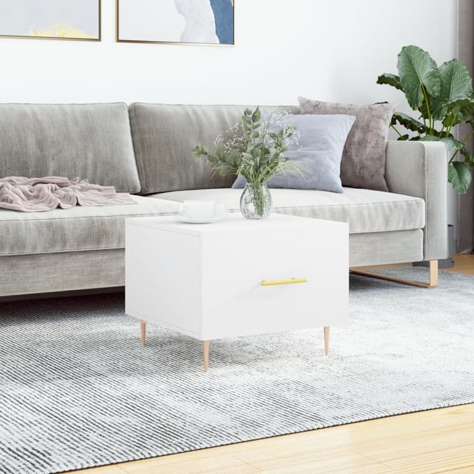 vidaXL - Salontafel - 50x50x40 - cm - bewerkt - hout - wit