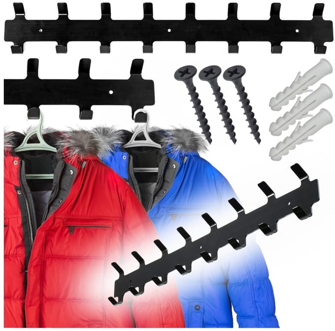 Becke - Wandkapstok - Metalen Loft Stijl - 16 Haken - Zwart