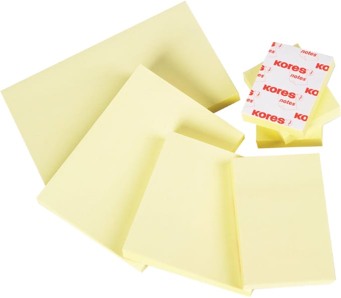 Kores Memoblaadjes 'notes', 125 x 75 mm, blanco, geel