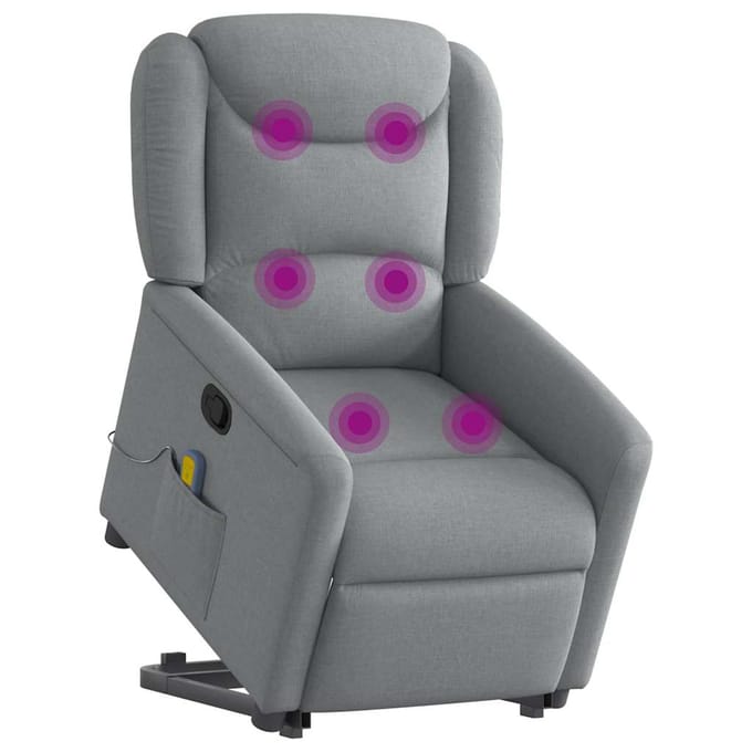 vidaXL - Sta-op-massagestoel - verstelbaar - stof - lichtgrijs