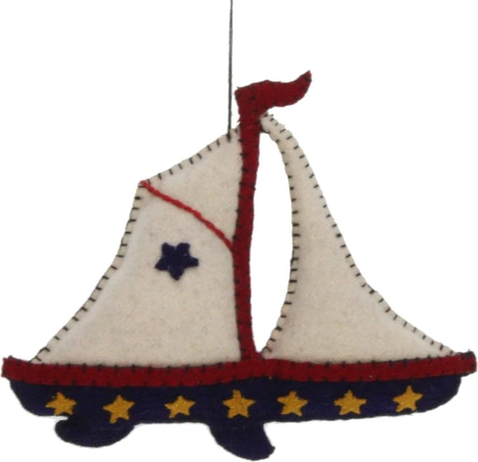 Zeilboot, vilt 15,5x2x12,5cm