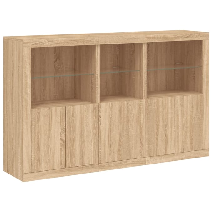 vidaXL - Dressoir - met - LED-verlichting - 162x37x100 - cm - sonoma - eikenkleurig