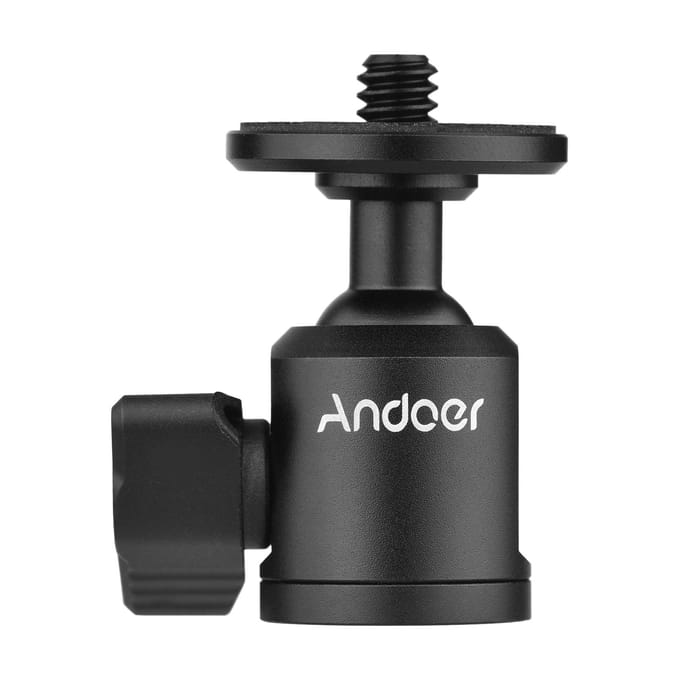 Andoer Mini Balhoofdadapter Camera Statief Balhoofd Mount Aluminiumlegering 1/4 Inch Schroefconnector Bottom Screw black