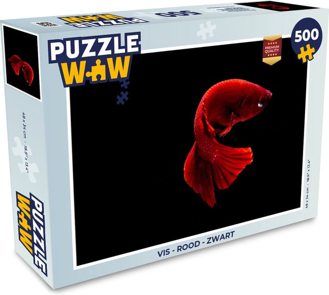 Puzzel Vis - Rood - Zwart - Legpuzzel - Puzzel 500 stukjes