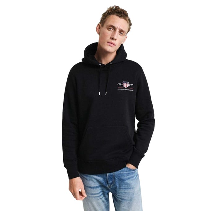 Gant Heren Hoodie met schildembleem (Zwart)
