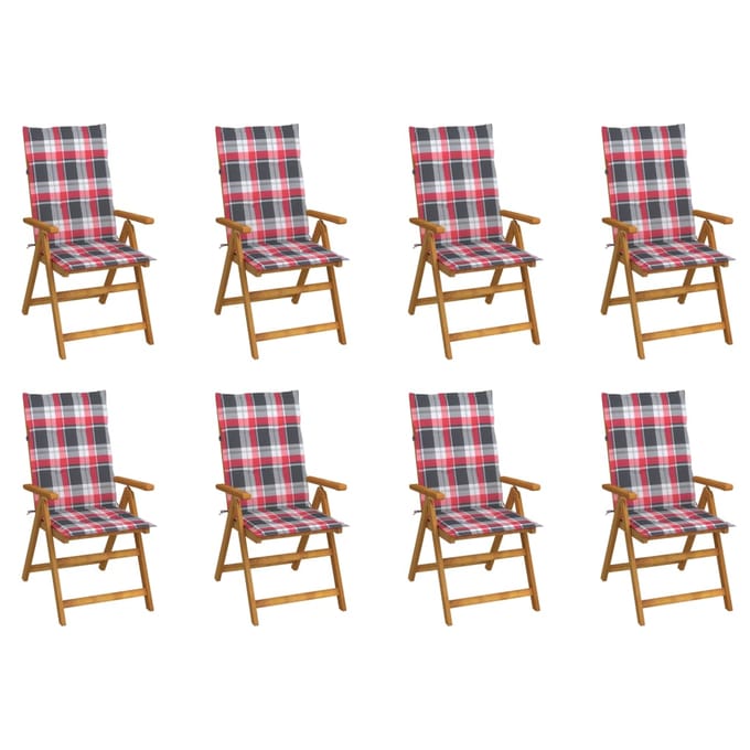 vidaXL - Inklapbare - stoelen - 8 - st - met - kussens - massief - acaciahout