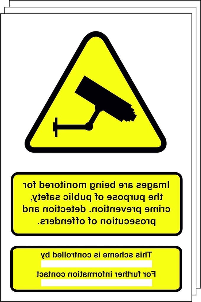 CCTV Waarschuwingsborden - Veiligheidsborden Camera - Beveiliging Thuis - UV Krasbestendig - A4 formaat - Wit