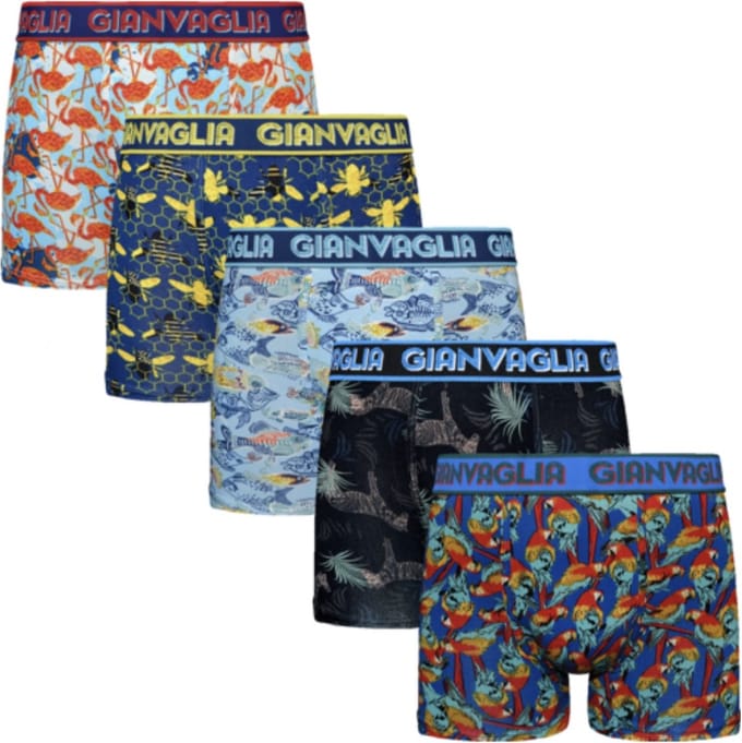 Heren katoenen boxershort 5-pack met dierenprint XXL