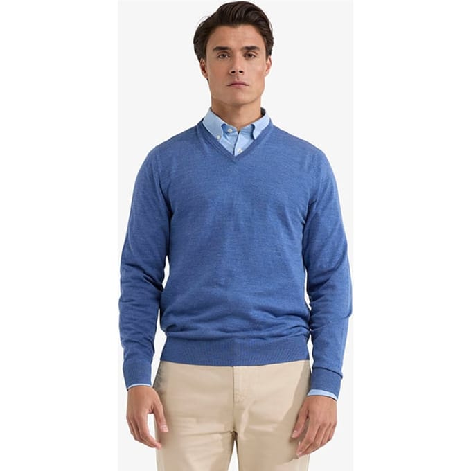 McGregor Fine Merino V-neck Sweater Vintage Blue Größe: S | Pullover Outlet | Herren | Blau