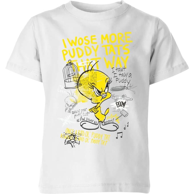 Looney Tunes Tweety Kinder T-shirt - Wit - 122/128 (7-8 jaar)