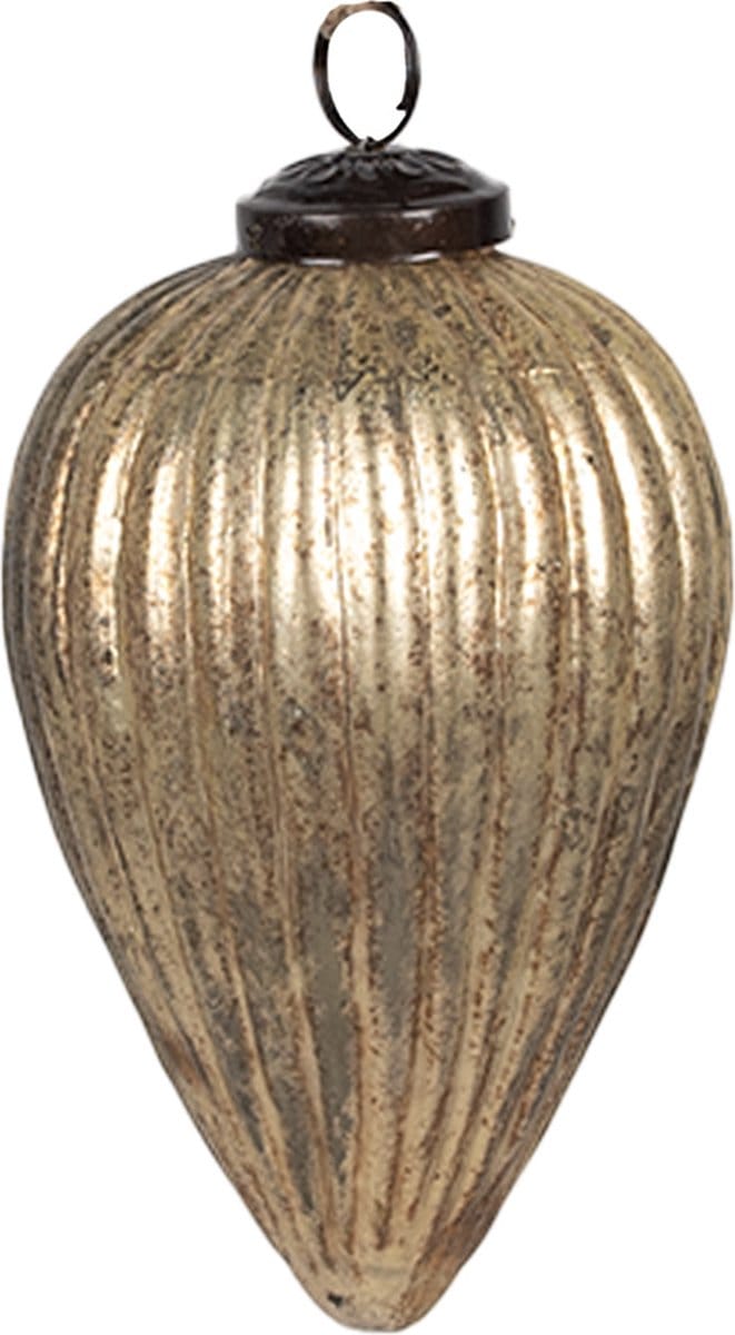 Clayre & Eef Kerstbal Overig Ø 9x14 cm Goudkleurig Glas Kerstballen