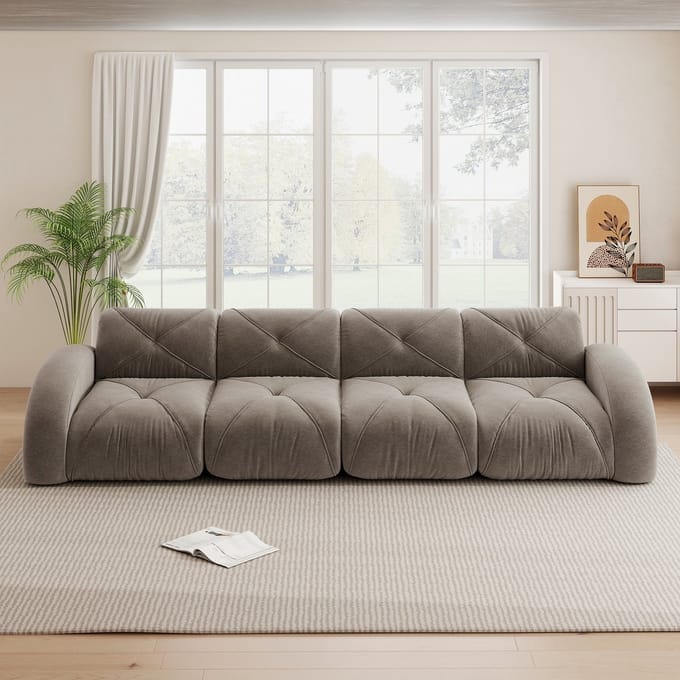 MODFU Modulaire Bank - Frameloos - Flexibele Opstelling - Woonkamer - Chenille - Bruin