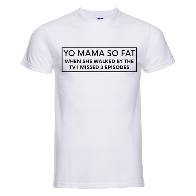 YO MAMA SO FAT T-shirt - 100% Katoen - Maat S - Classic Fit - Wit
