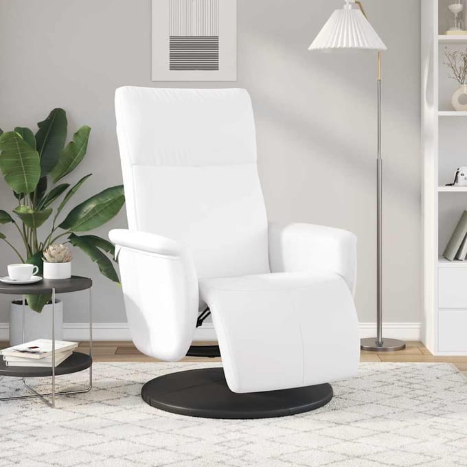 vidaXL - Fauteuil - verstelbaar - met - voetensteun - kunstleer - wit
