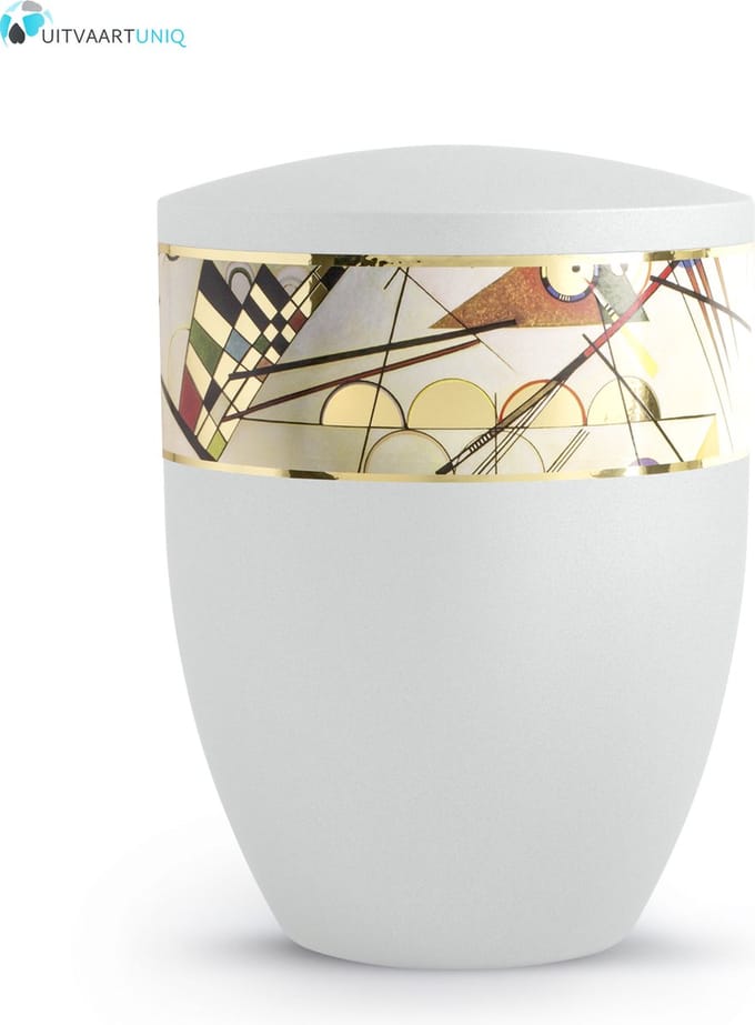 Urn modern lijnenspel wit - bio