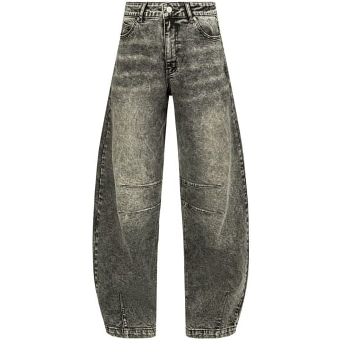 R.E.D. Rock-Engineered Design Grijze jeans in barrel fit met borduursel en patch van imitatieleer - Dames - W30L30