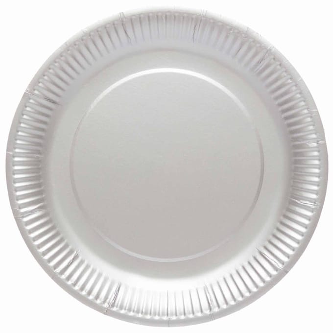 8 zilveren eco papieren borden 23cm