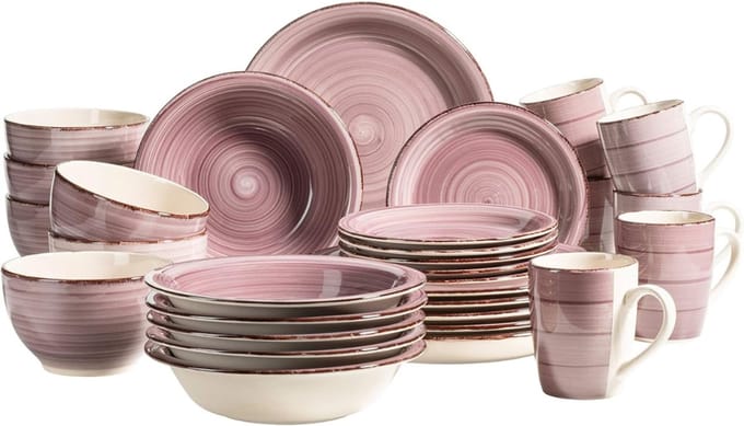 MMP® Serviesset 30 Delig - 6 Persoons - Compleet Servies - Lichtroze - 59cm x 34cm x 32cm
