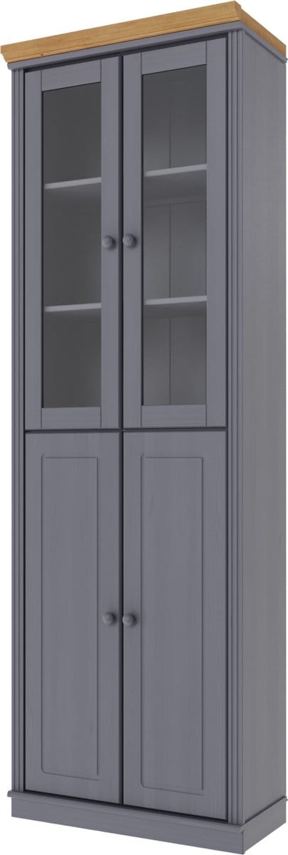 Anita- Boekenkast 2 Glass2 Wooddoors GreyStW